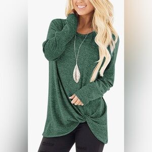 Elegant Forest Green Long Sleeve Top